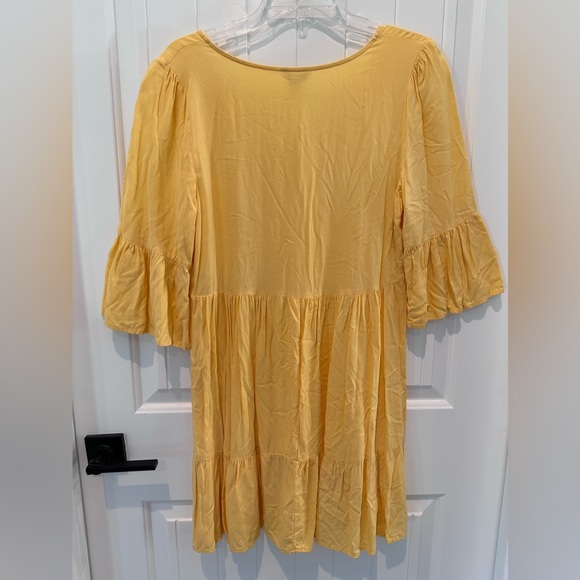 Cato Yellow Layered Ruffle dress Sz Med - Picture 2 of 8